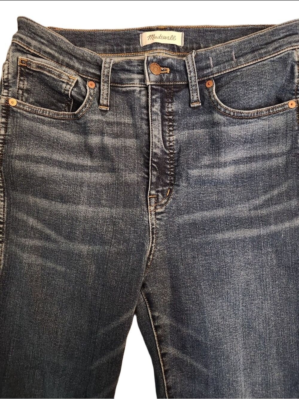Madewell 10" High-Rise Skinny Jeans Medium Wash Denim Size 29 Whiskering - Picture 7 of 14
